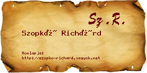 Szopkó Richárd névjegykártya